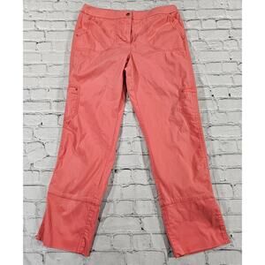 Chico's Pink Lightweight Snap Button Tab Roll Cuff Pants WOMENS SIZE 1 MEDIUM